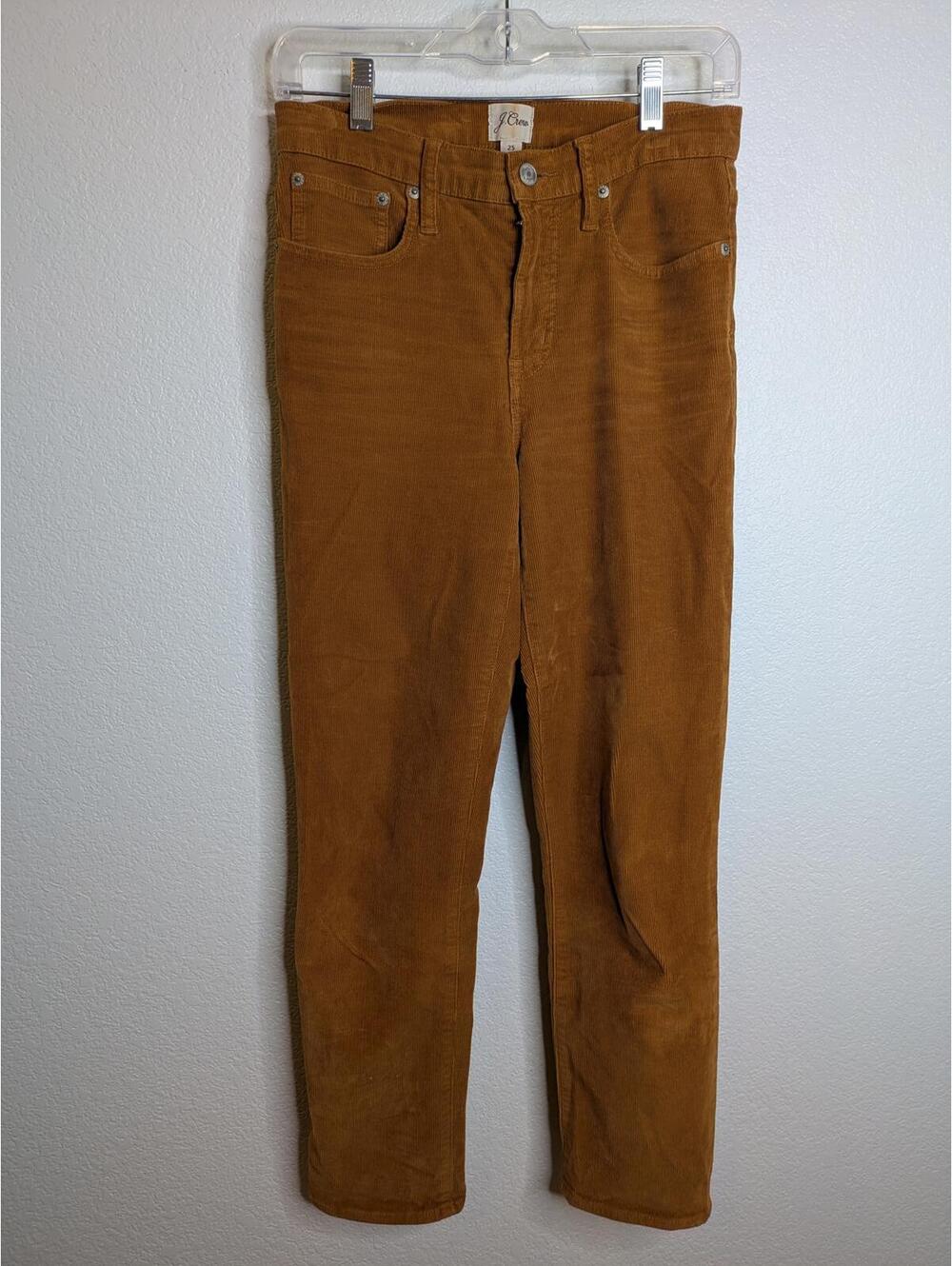 J.Crew 9" Vintage Straight Corduroy Pants Women's Size 25 Camel Tan High Rise